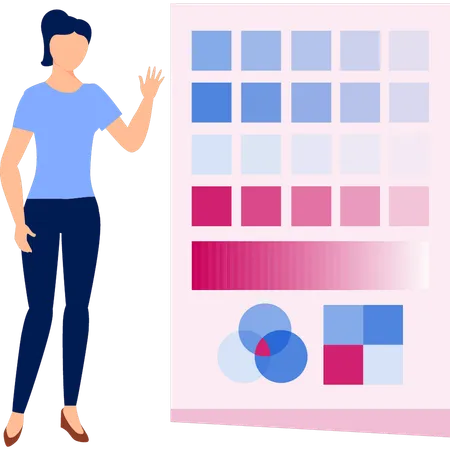 Woman presenting printing color  Illustration