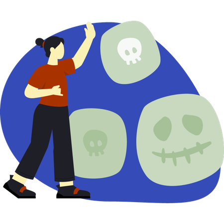 Woman presenting pumpkin candy  Illustration
