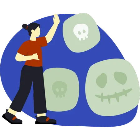 Woman presenting pumpkin candy  Illustration