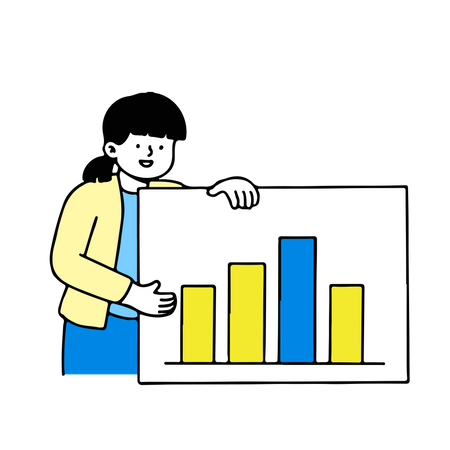 Woman presenting revenues chart Illustration