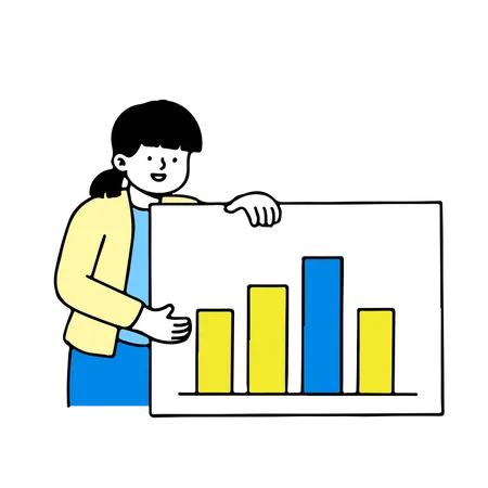 Woman presenting revenues chart  Illustration