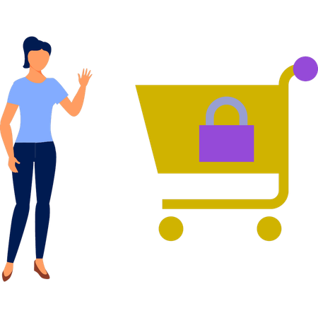 Woman presenting shopping protection  Illustration