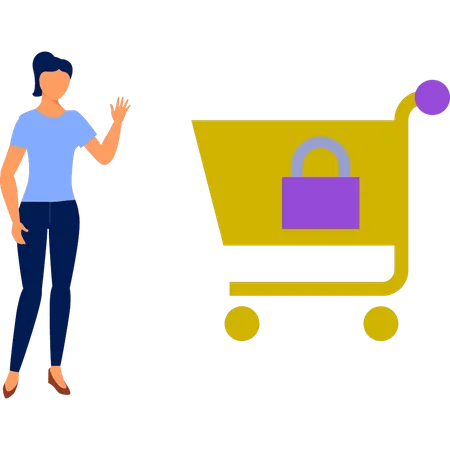 Woman presenting shopping protection  Illustration