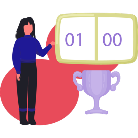 Woman presenting soccer scoreboard  Illustration