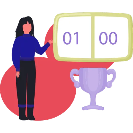 Woman presenting soccer scoreboard  Illustration