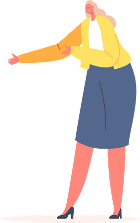 Woman presenting something  Illustration