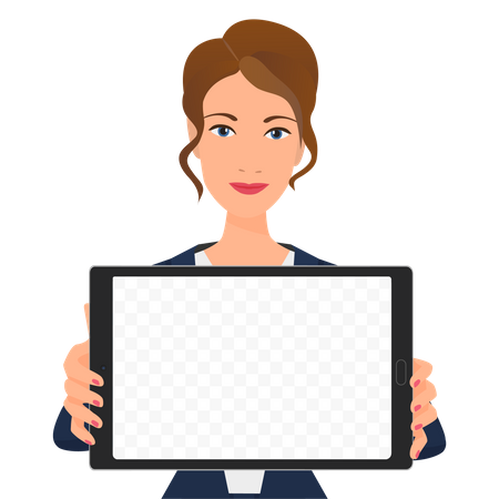 Woman presenting tablet Illustration