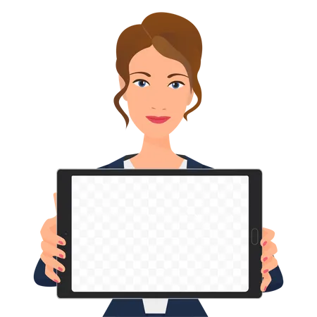 Woman presenting tablet Illustration