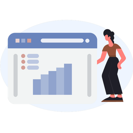 Woman presenting web chart  Illustration