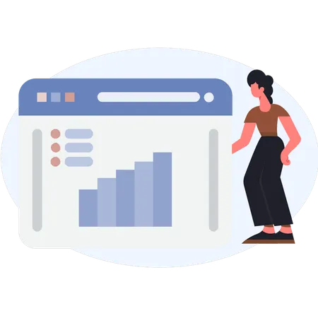 Woman presenting web chart  Illustration