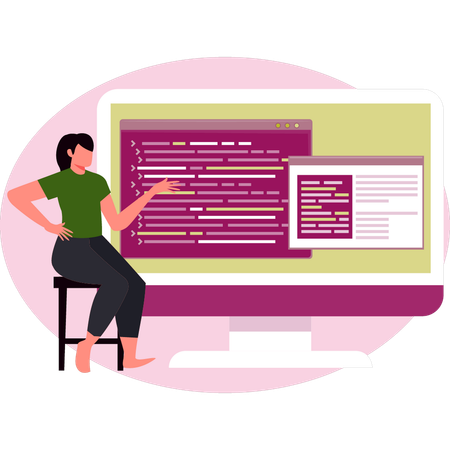 Woman presenting web document  Illustration