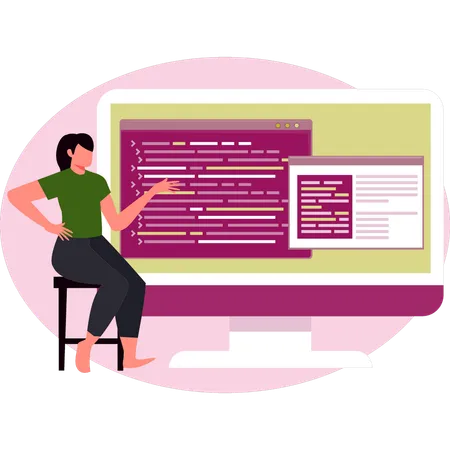 Woman presenting web document  Illustration