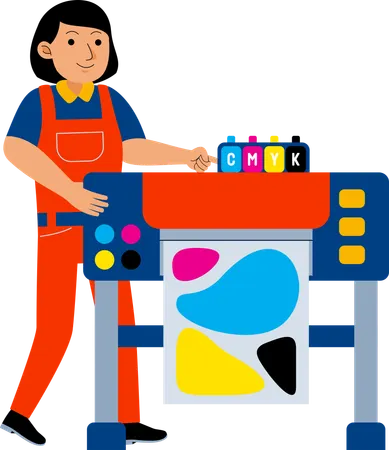 Woman Print Worker  Illustration