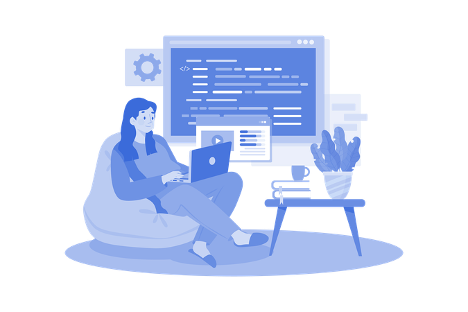 Woman Programmer Working On A New Project  Illustration