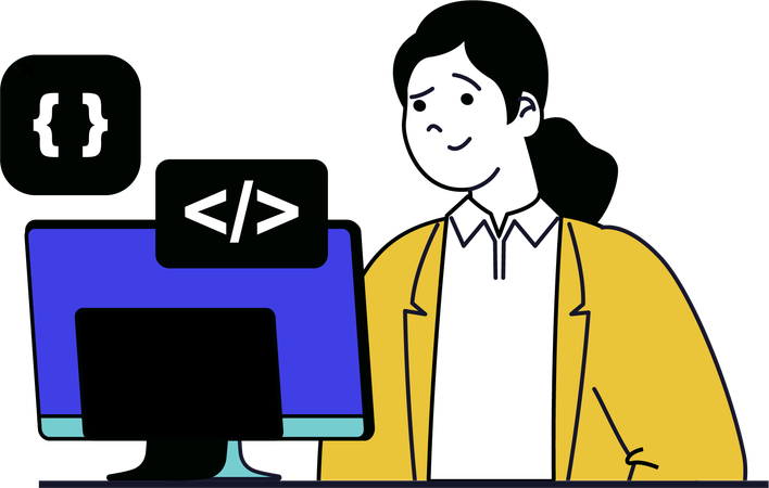 Woman programmer working on webpage  Illustration