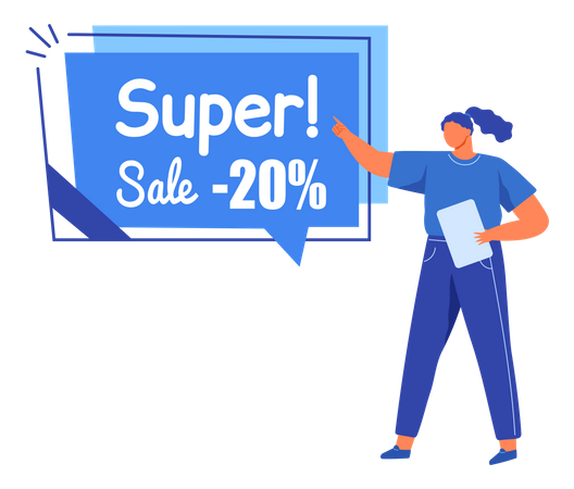 Woman promoting sale  Illustration