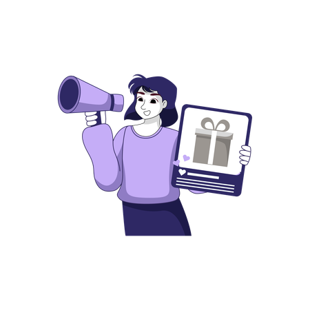 Woman promoting shopping voucher  Illustration