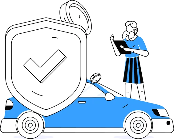 Woman protecting her vehicle against theft  Illustration