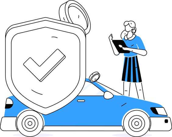 Woman protecting her vehicle against theft  Illustration