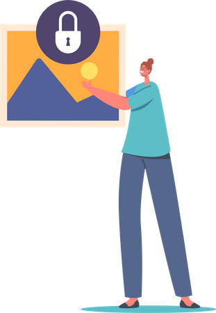 Woman protecting online privacy Illustration