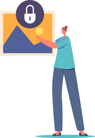 Woman protecting online privacy  Illustration