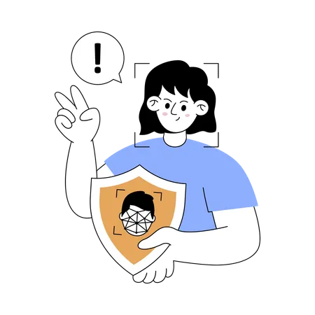 Woman protecting personal data  Illustration