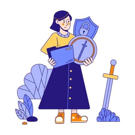 Woman protecting private data Illustration