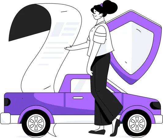 Woman protects her car from accident  Illustration