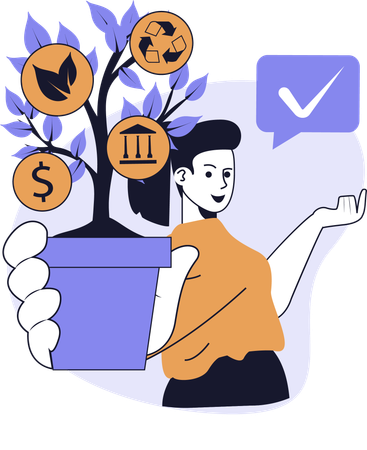 Woman protects renewable energy  Illustration