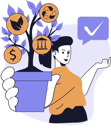 Woman protects renewable energy  Illustration