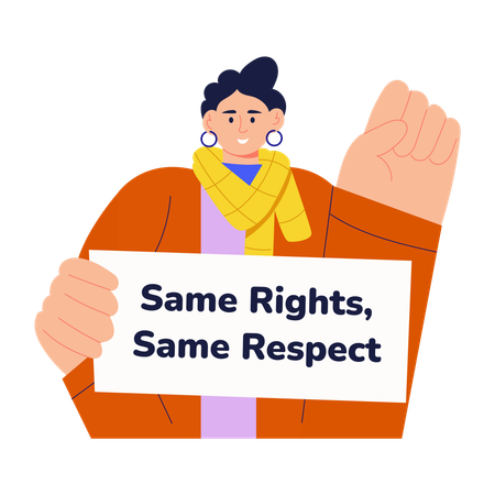 Woman protesting for equal rights  Illustration
