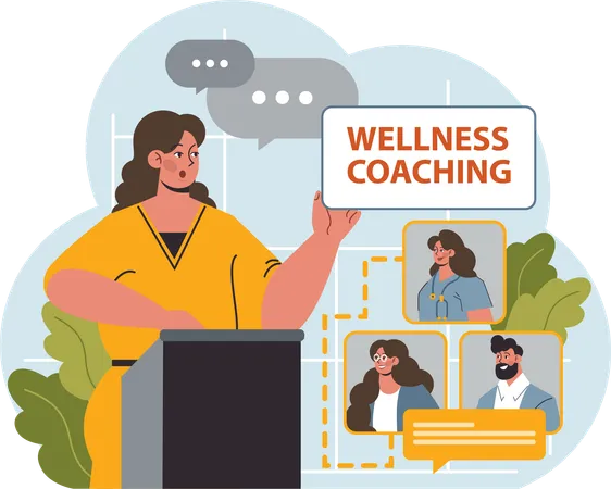 Woman provides wellness coaching  Illustration