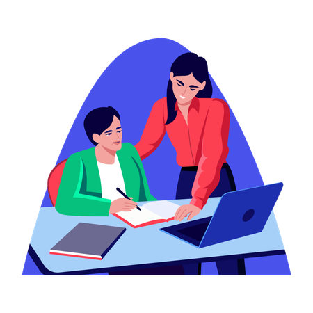 Woman providing mentorship to employee  Illustration