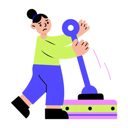 Woman pulling lever  Illustration