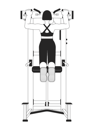 Woman pulling up on pullup machine  Illustration
