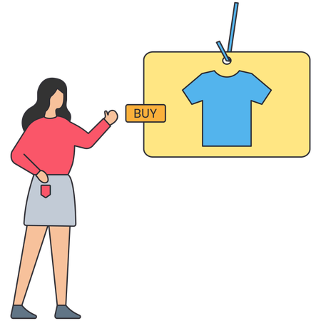 Woman Purchase Clothe on Discount  Illustration