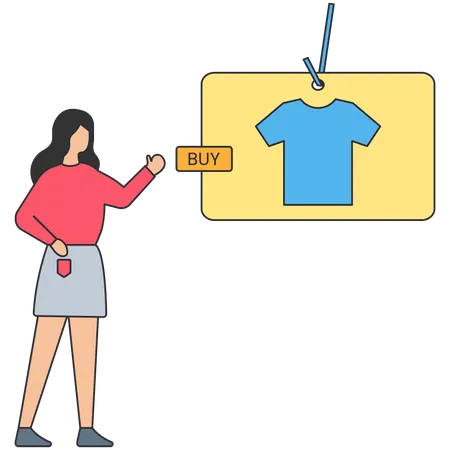 Woman Purchase Clothe on Discount  Illustration