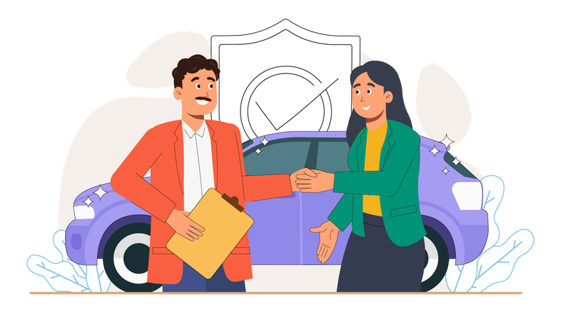 Woman purchased car insurance  Illustration