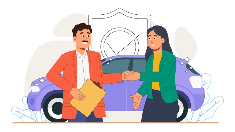 Woman purchased car insurance  Illustration