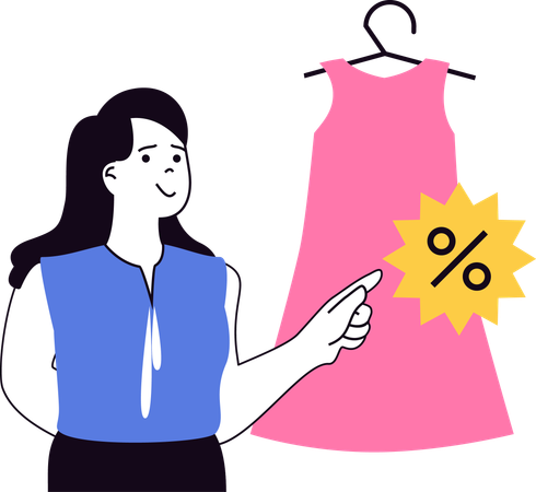 Woman purchases dress for party  Illustration