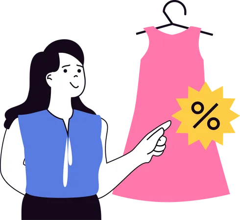 Woman purchases dress for party  Illustration