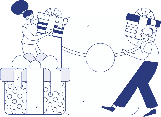 Woman purchases online products  Illustration