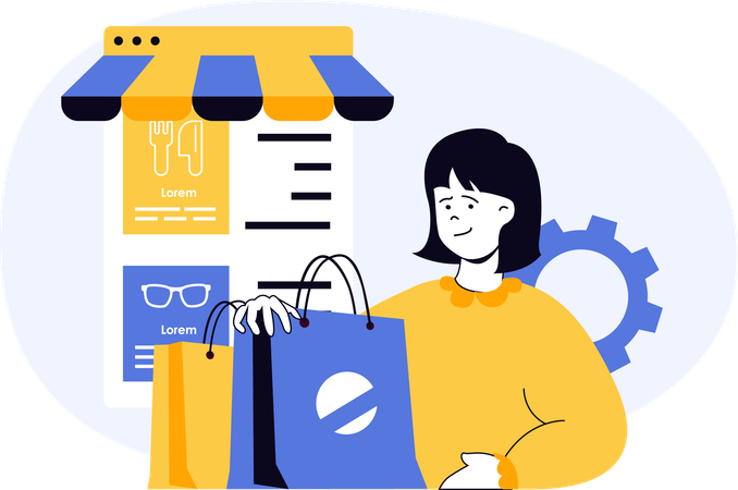 Woman purchases sunglasses  Illustration