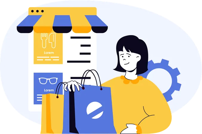 Woman purchases sunglasses  Illustration