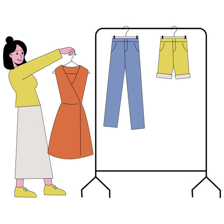 Woman purchasing clothes for festival season  Illustration