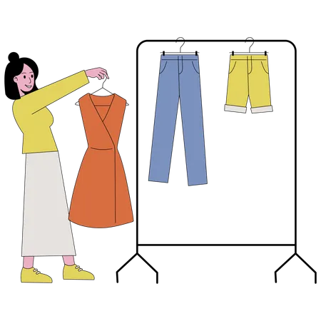 Woman purchasing clothes for festival season  Illustration