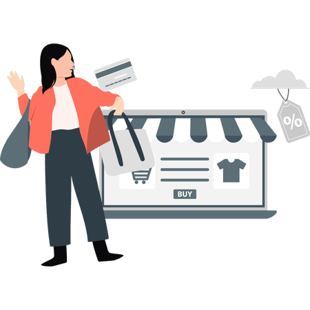 Woman purchasing from online marketplace  Illustration