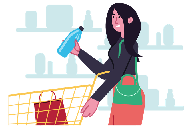 Woman purchasing goods from market  Illustration