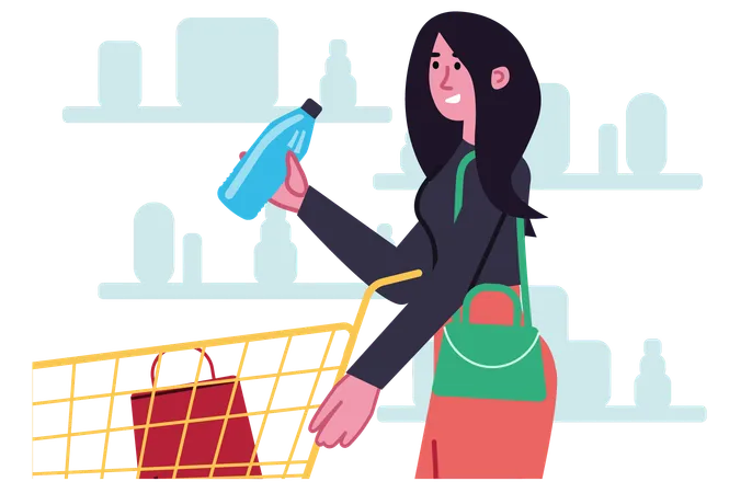 Woman purchasing goods from market  Illustration