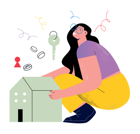 Woman purchasing home  Illustration